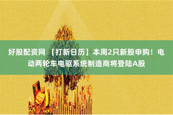 好股配资网 【打新日历】本周2只新股申购！电动两轮车电驱系统制造商将登陆A股